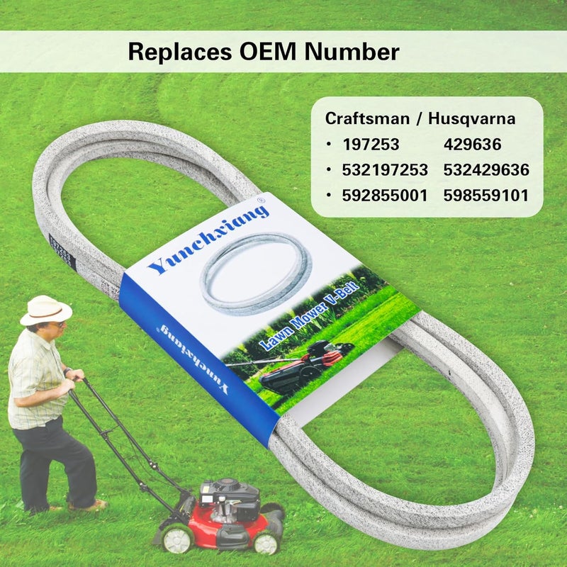 Dofank 429636 Deck Belt Kevlar for 197253 Craftsman Mower Belt YS4500, Husqvarna YTH18542 Riding Mower with 42'' Deck, Replaces 532429636, 598559101, 592855001 - Aramid Cord, 1/2'' x 101'' - Image 4